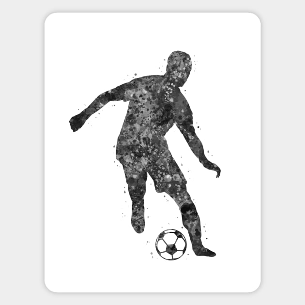 Soccer player black and white Magnet by Yahya Art